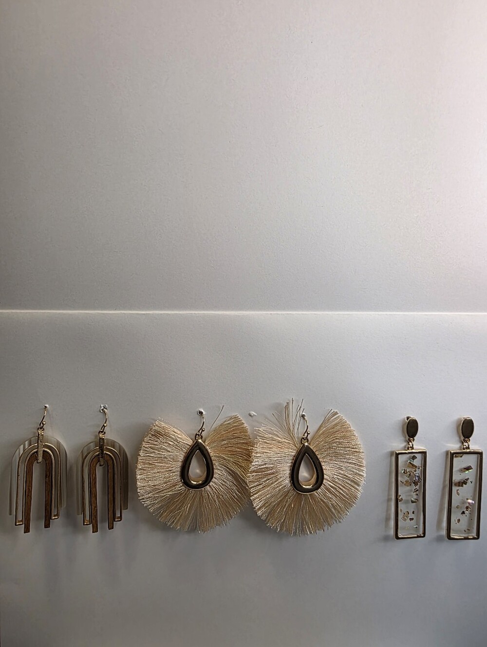 Boho Statement Earring Bundle 3 Pairs Tassel Wood Acrylic Abalone Resin